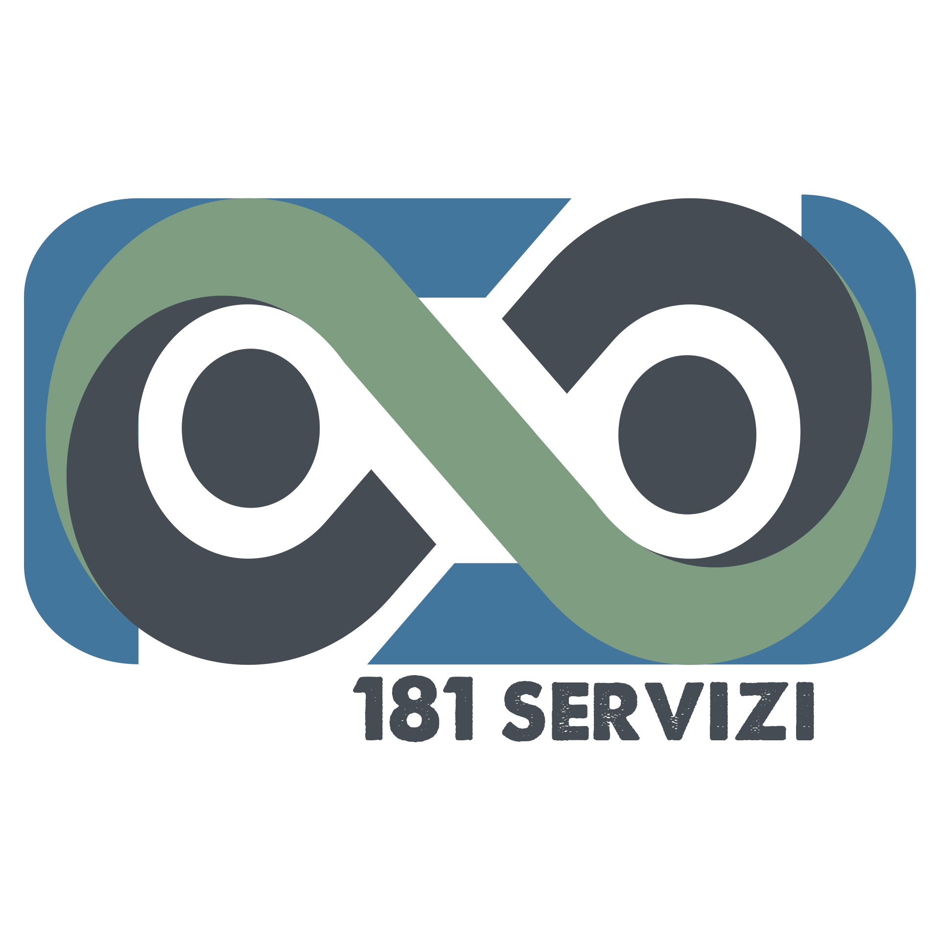 Logo: Cooperativa 181 - sfondo bianco | Linee che formano i numeri "181" e scritta "181 SERVIZI"