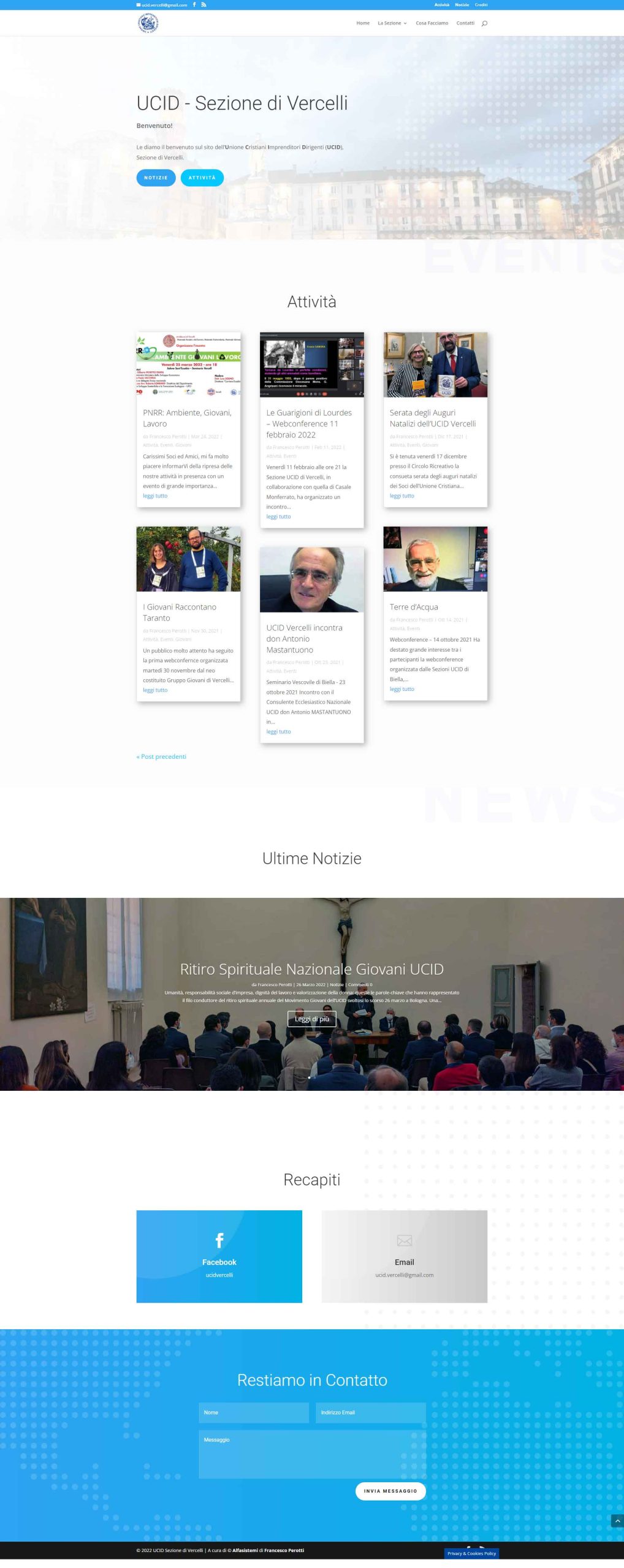 Screen Capture: Home Page sito UCID Vercelli