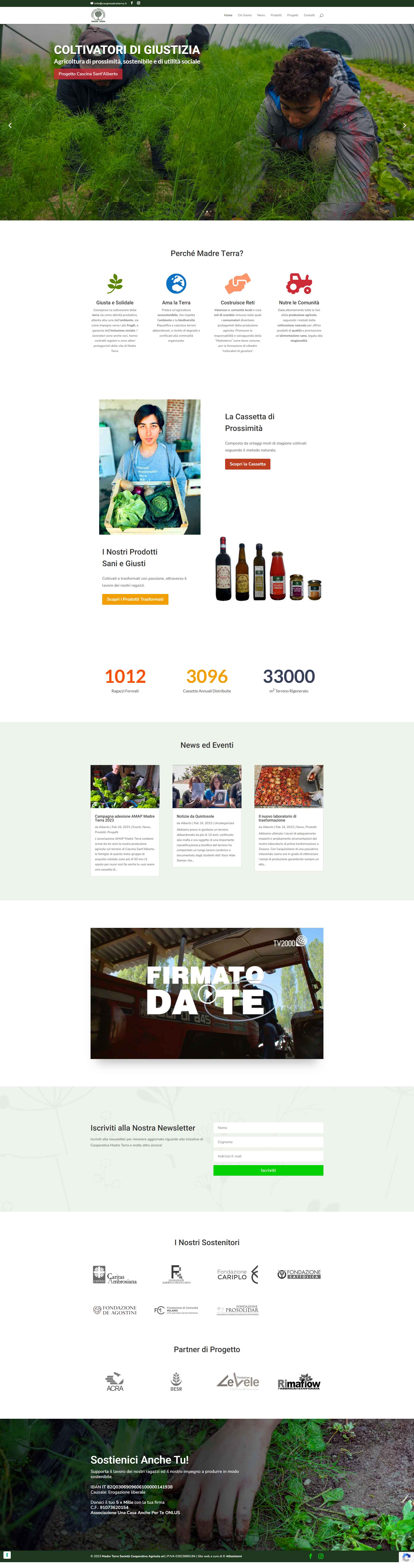 Screen Capture: Home Page sito coopmadreterra.it
